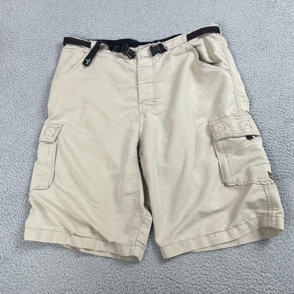 Vintage prAna Shorts Men's Size XL Beige Belted‎ 90's Used - Picture 1 of 9